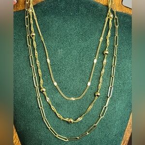 Elegant Gold 14k GF Layered Necklace Set